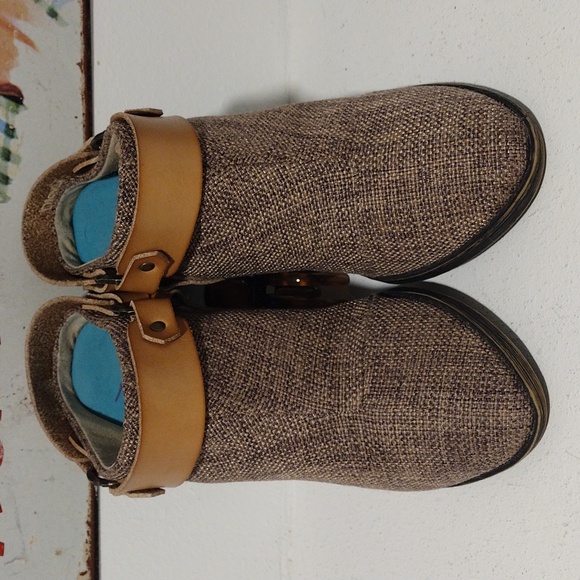 BLOWFISH MALIBU HEELED ANKLE BOOTS MULES WOMENS SIZE 6.5 NWOT CONDITION TWEED - Picture 5 of 7